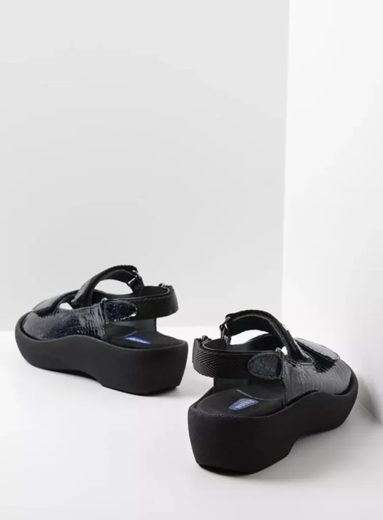 Wolky Sandals 0320467800 67800 blue crocolook patent leather