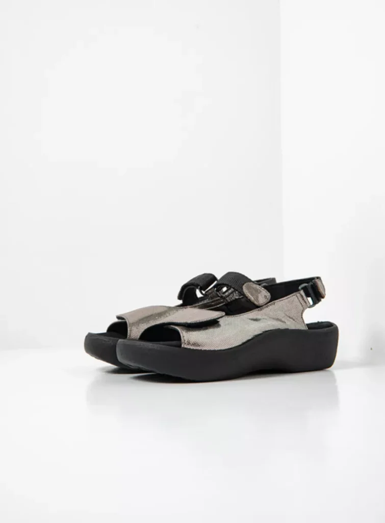 The iconic Jewel 16 Wolky Sandals 0320439280 39280 Metal Metallic Leather Front.webp
