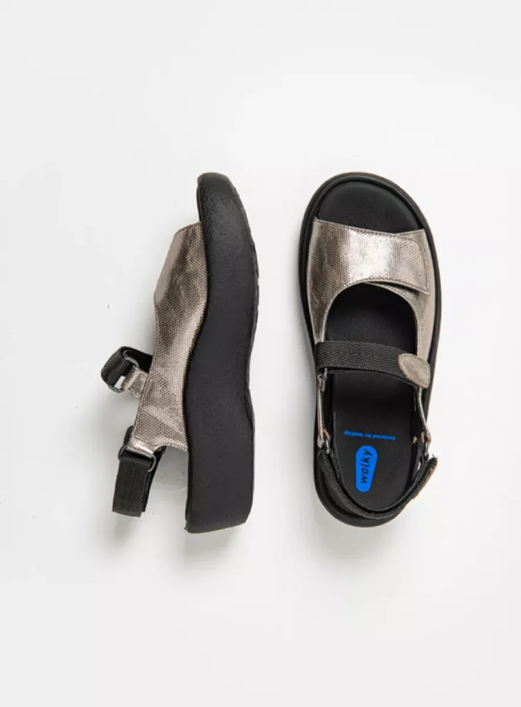 The iconic Jewel 13 Wolky Sandals 0320439280 39280 Metal Metallic Leather Top.webp