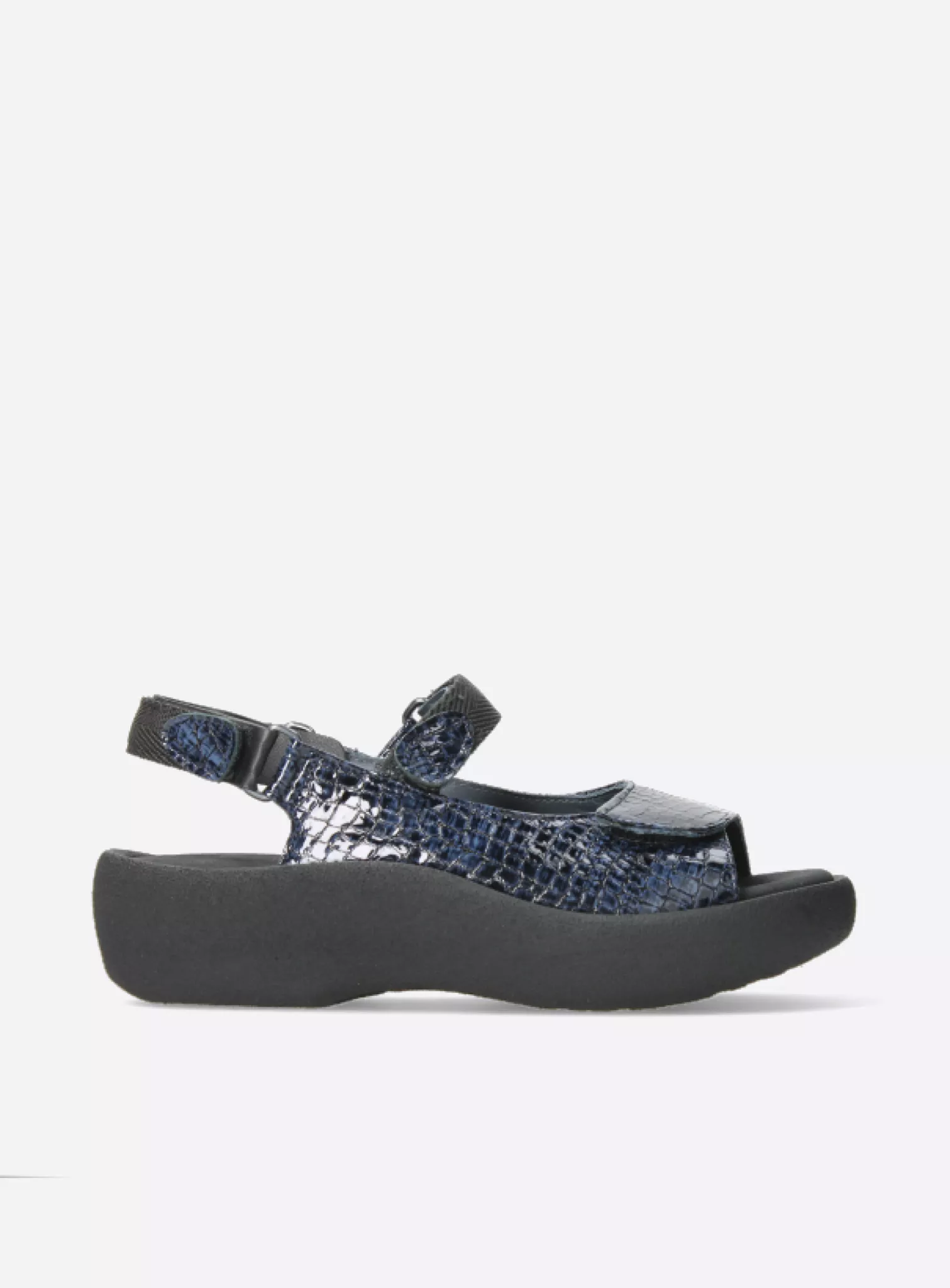 Wolky Sandals 0320467800 67800 blue crocolook patent leather