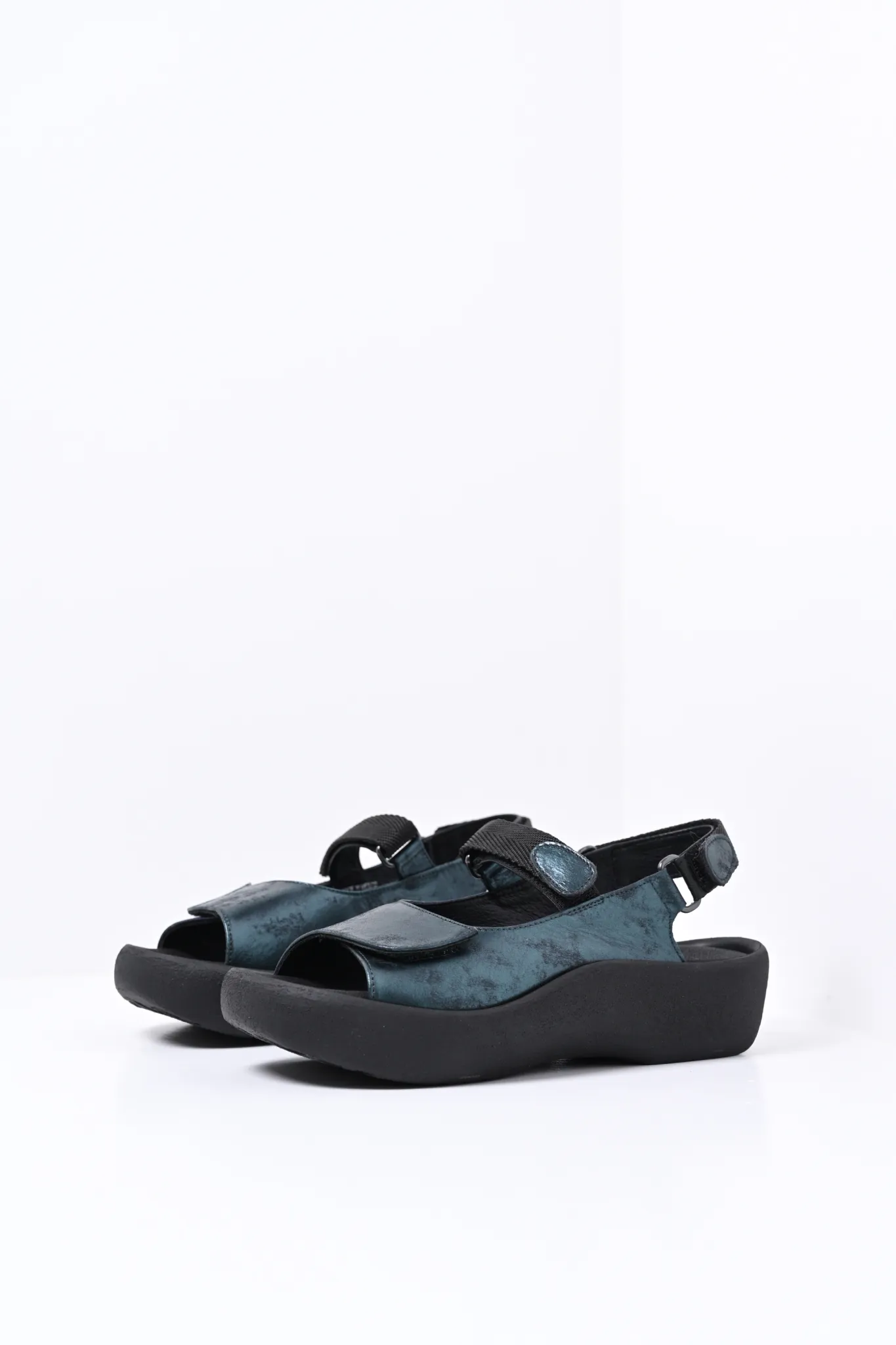 Wolky Jewel - blue metallic nubuck Sandals for women