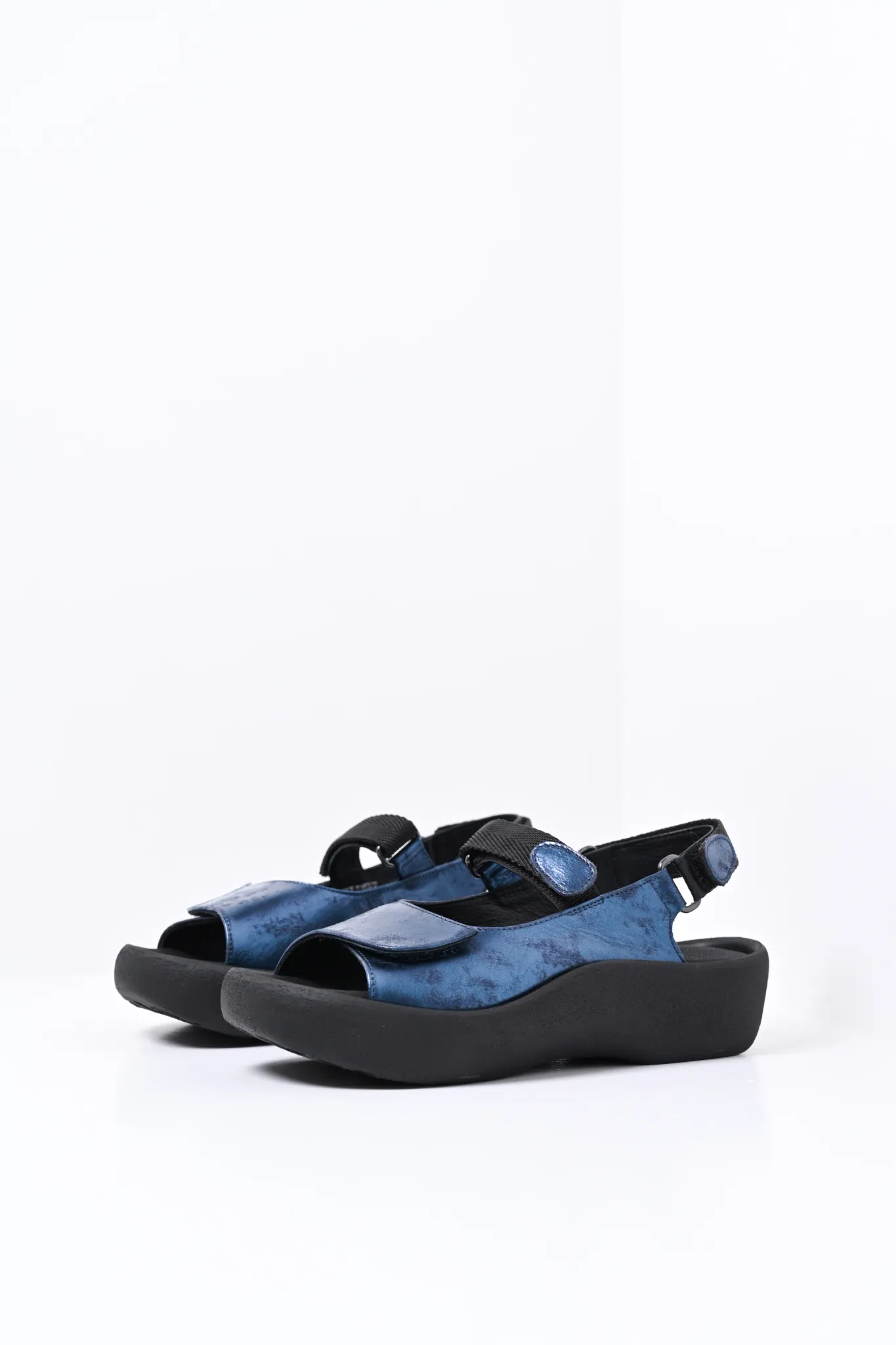 Wolky Jewel - blue metallic nubuck Sandals for women