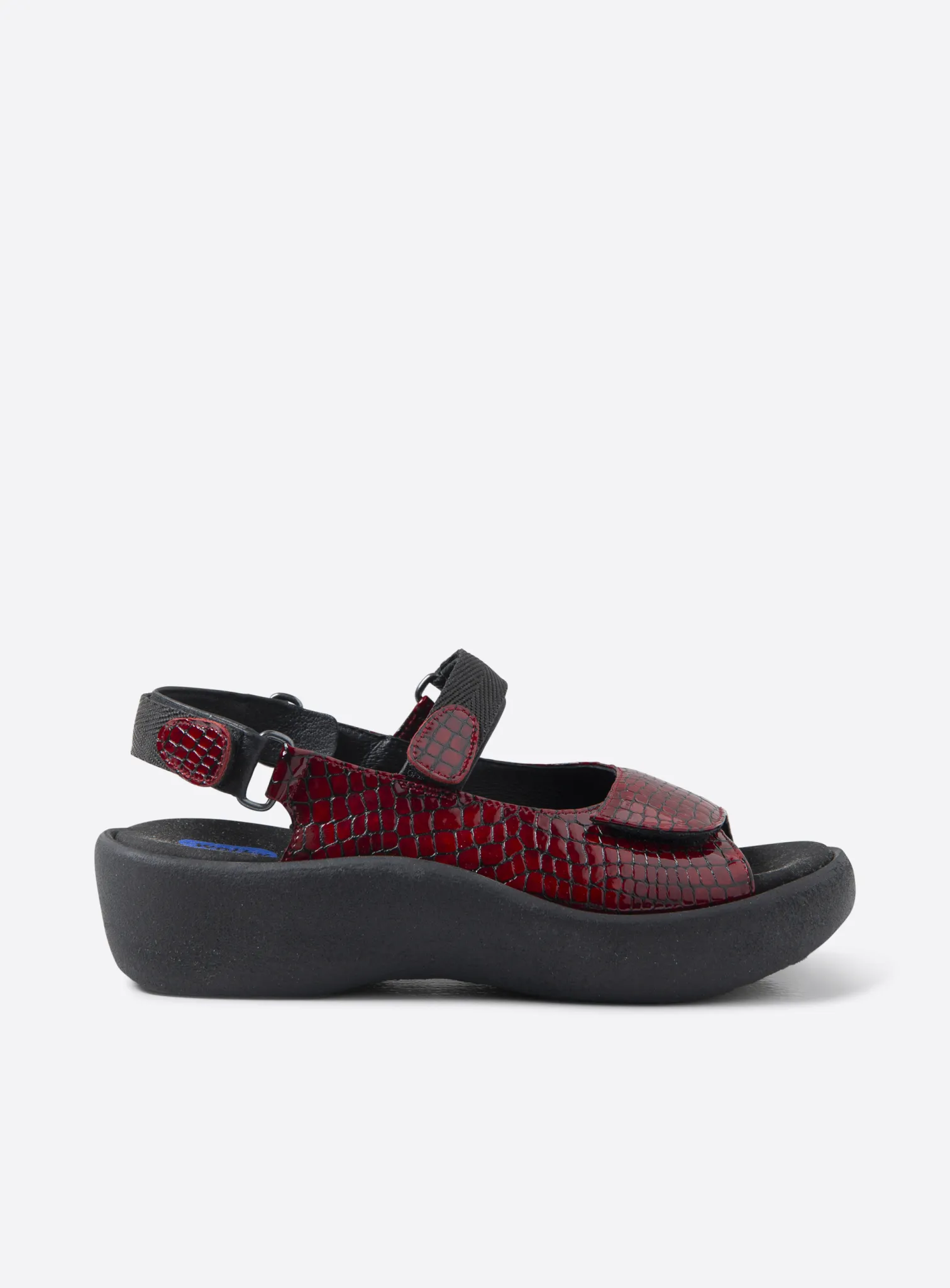 Wolky Jewel - red crocolook patent leather Sandals for women