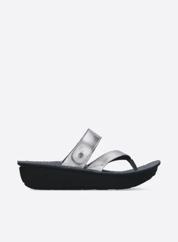 Wolky Tahiti - silver metallic vegan biocare Sandals for women