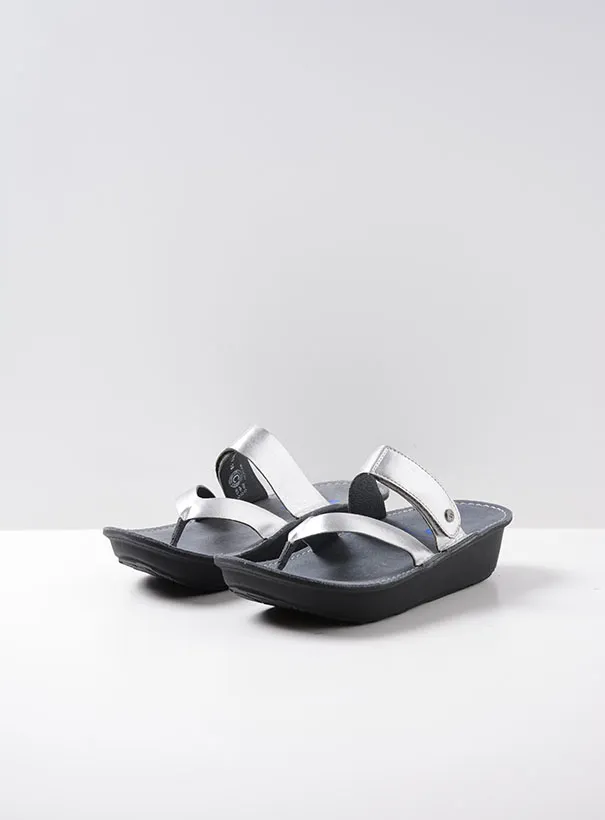 Wolky Tahiti - silver metallic vegan biocare Sandals for women
