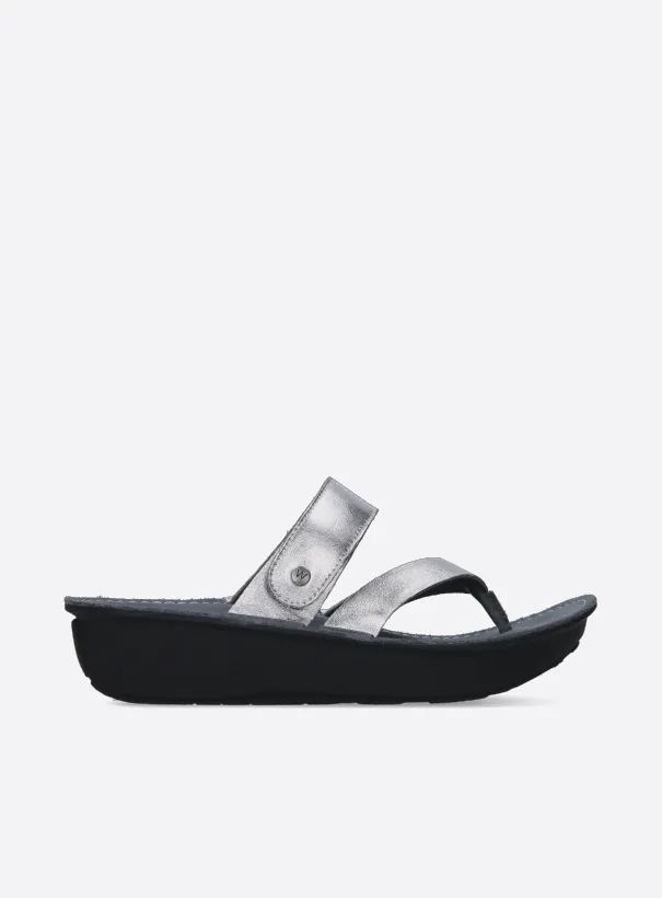 Wolky Tahiti - silver metallic vegan biocare Sandals for women