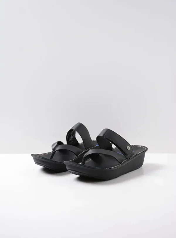 Wolky Tahiti - black leather Sandals for women