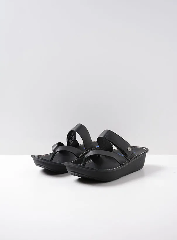 Wolky Tahiti - black leather Sandals for women