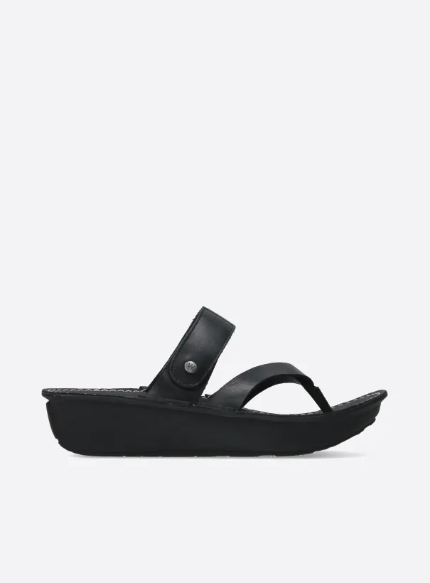 Wolky Tahiti - black leather Sandals for women