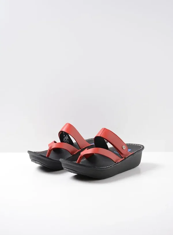 Wolky Tahiti - red leather Sandals for women