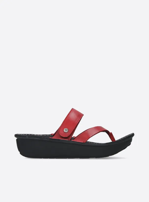 Wolky Tahiti - red leather Sandals for women