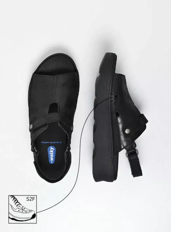 Wolky Laprida - black leather Sandals for women