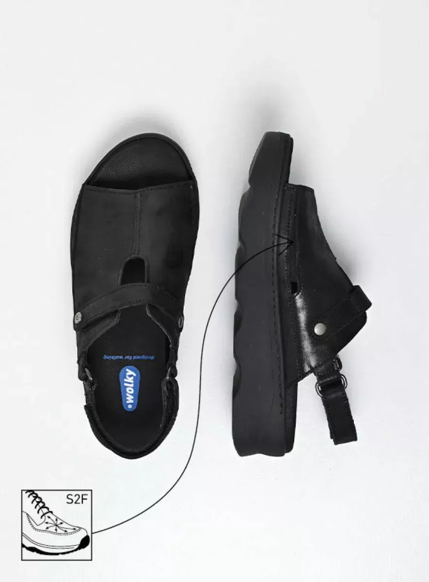 Wolky Laprida - black leather Sandals for women