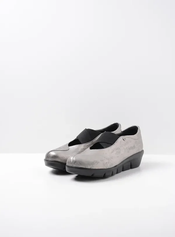 Wolky Cursa - grey metallic nubuck Loafers for women