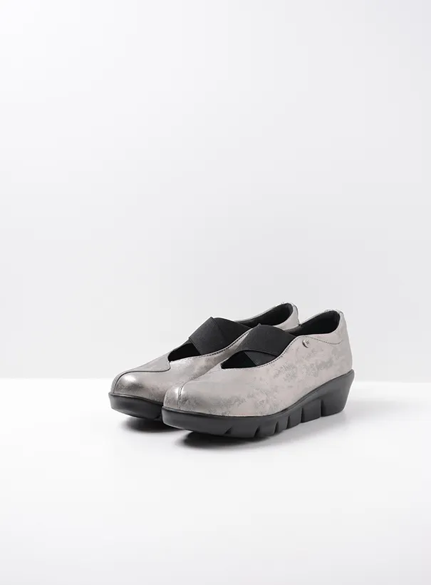 Wolky Cursa - grey metallic nubuck Loafers for women