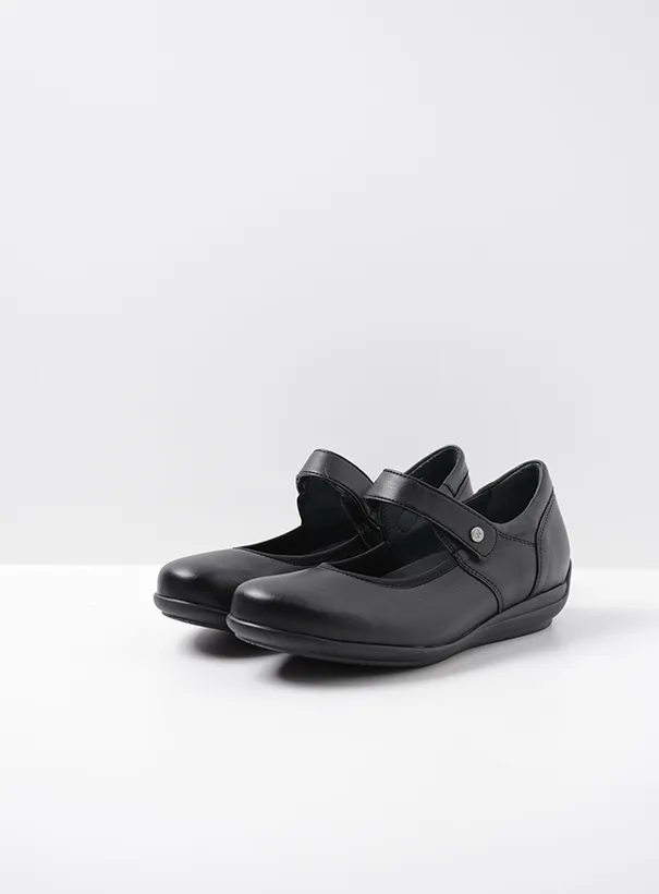 Wolky Noble F2F - black vegan biocare Mary Jane shoes for women