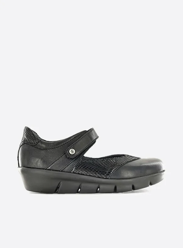 Wolky Lomita - black combi leather Mary Jane shoes for women