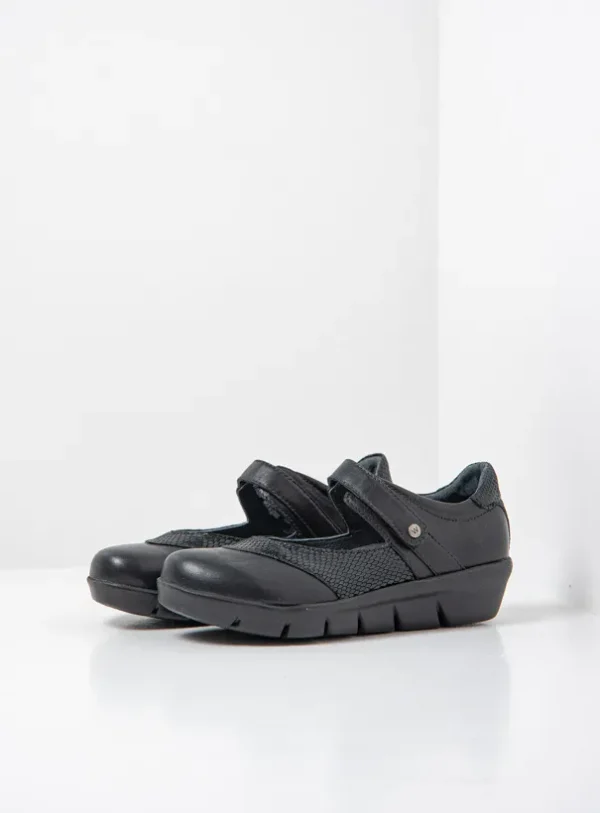 Wolky Lomita - black combi leather Mary Jane shoes for women