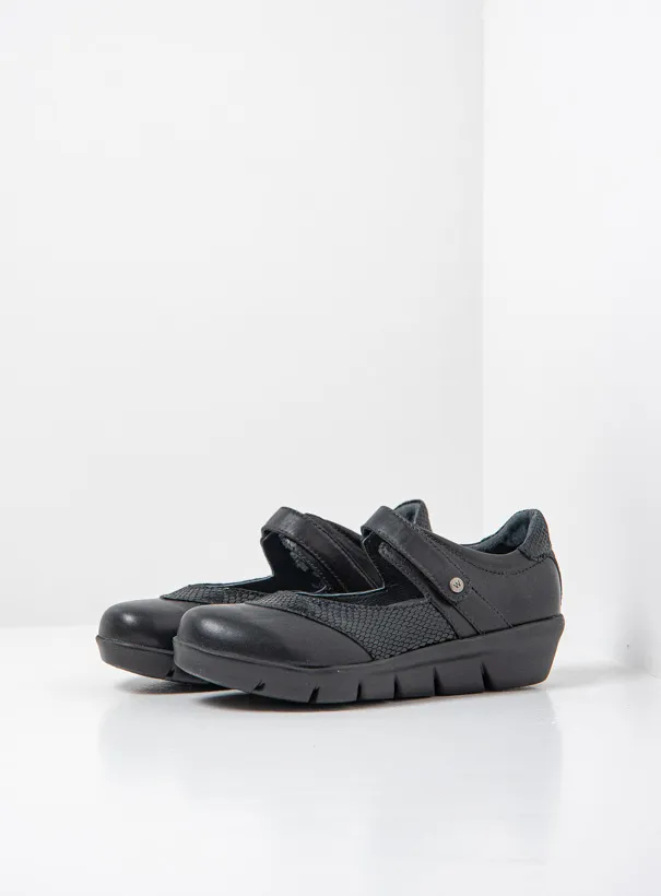 Wolky Lomita - black combi leather Mary Jane shoes for women