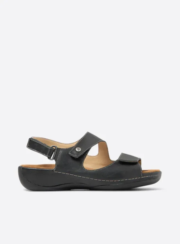 Wolky Liana XW - black leather Sandals for women