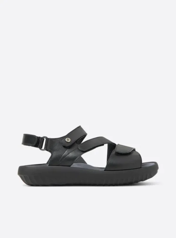 Wolky Bliss XW - black leather Sandals for women