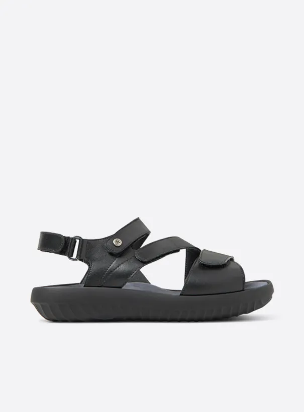 Wolky Bliss XW - black leather Sandals for women