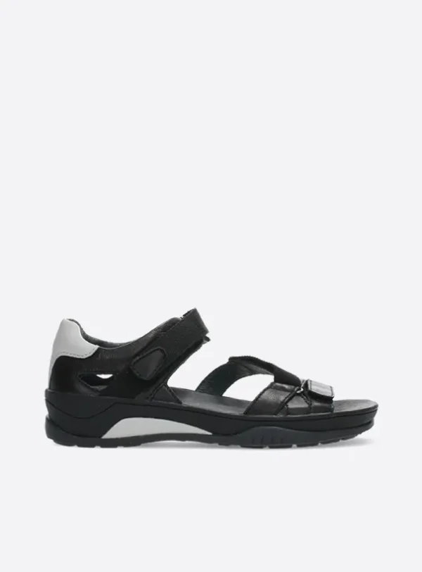 Wolky Ripple - black leather Sandals for women