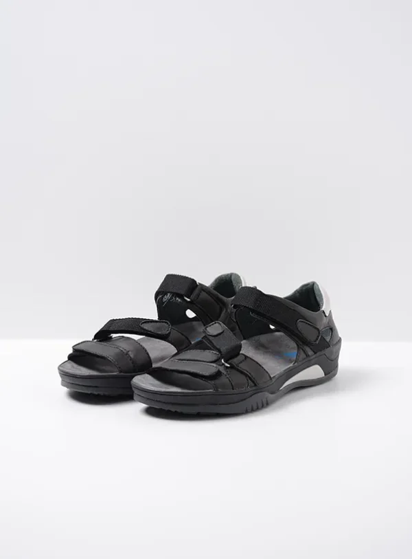 Wolky Ripple - black leather Sandals for women