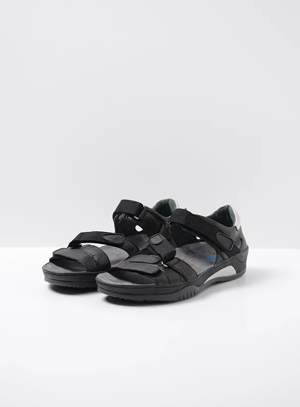 Wolky Ripple - black leather Sandals for women