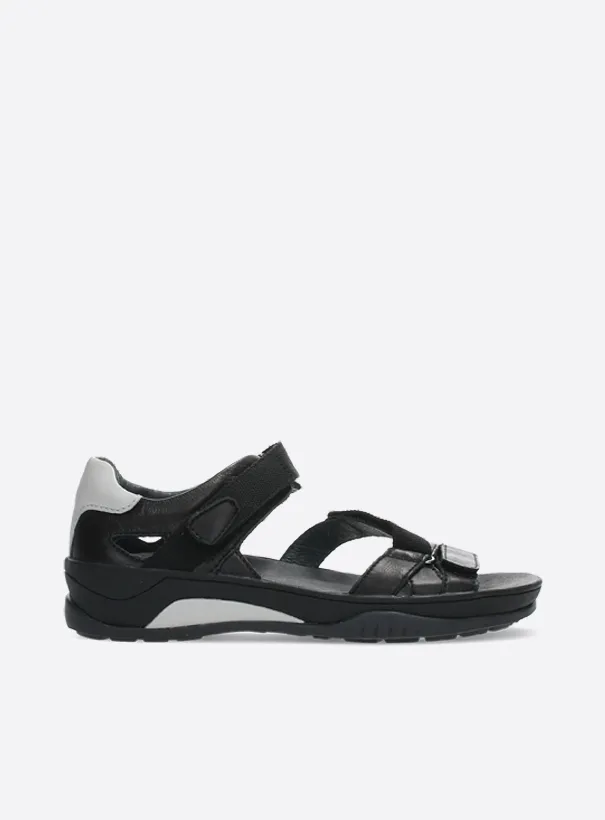 Wolky Ripple - black leather Sandals for women