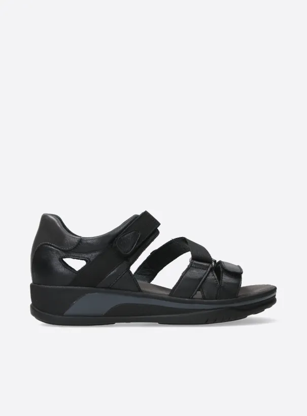 Wolky Desh - black leather Sandals for women