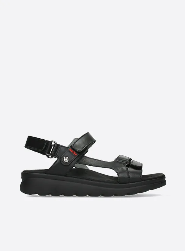 Wolky Mile - black leather Sandals for women