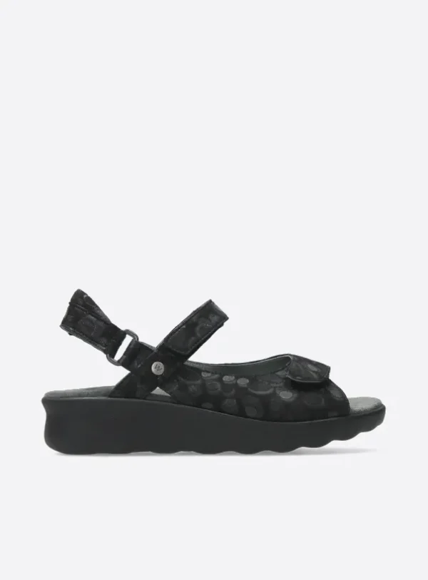 Wolky Pichu - black circles leather Sandals for women