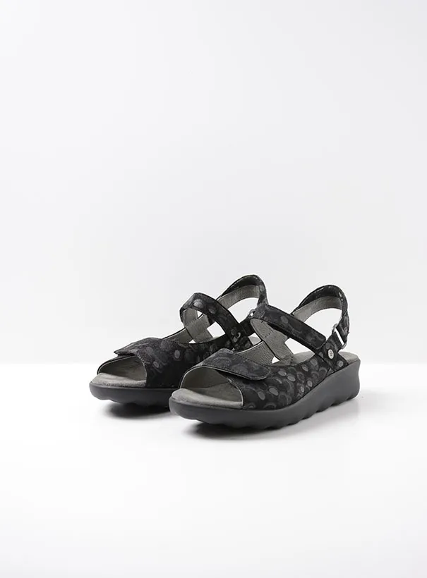 Wolky Pichu - black circles leather Sandals for women