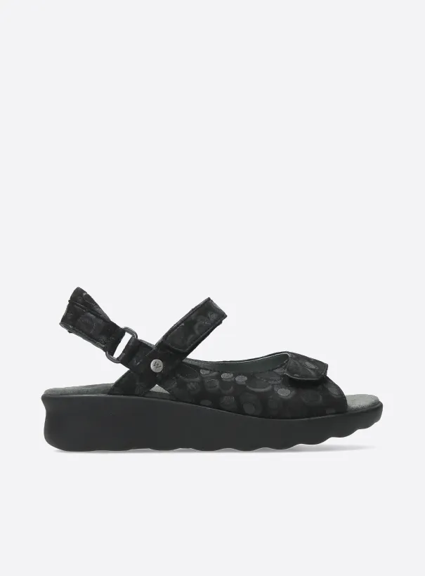 Wolky Pichu - black circles leather Sandals for women