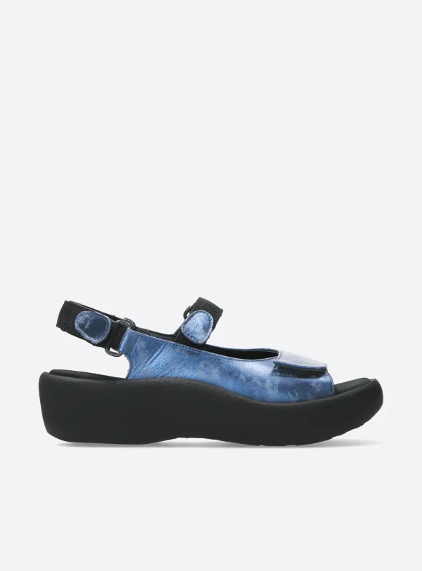 Wolky Jewel - blue metallic nubuck Sandals for women