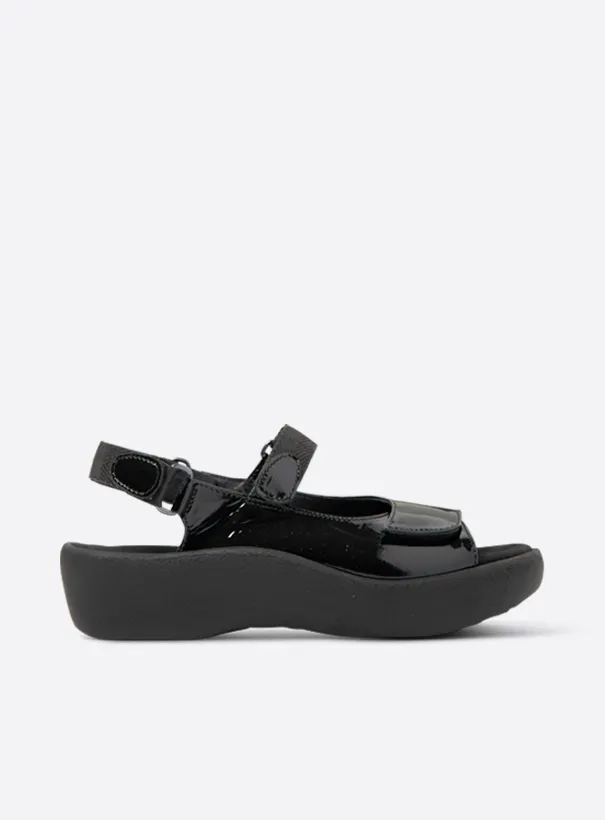 Wolky Jewel - black patent leather Sandals for women