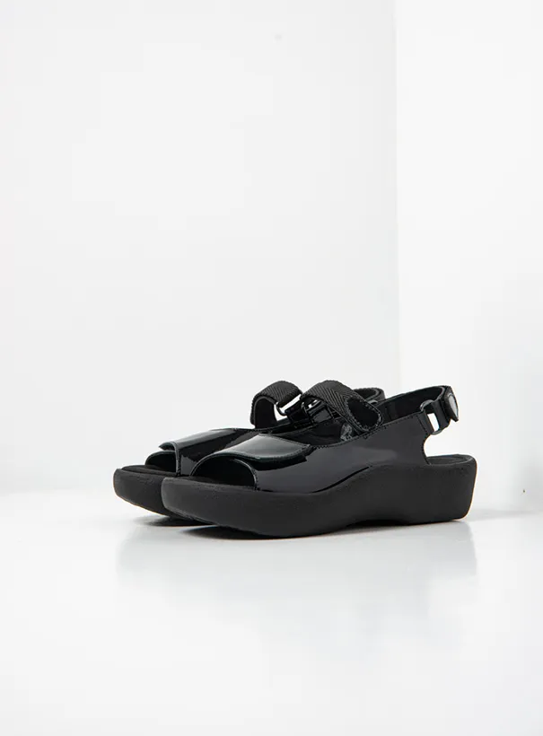 Wolky Jewel - black patent leather Sandals for women