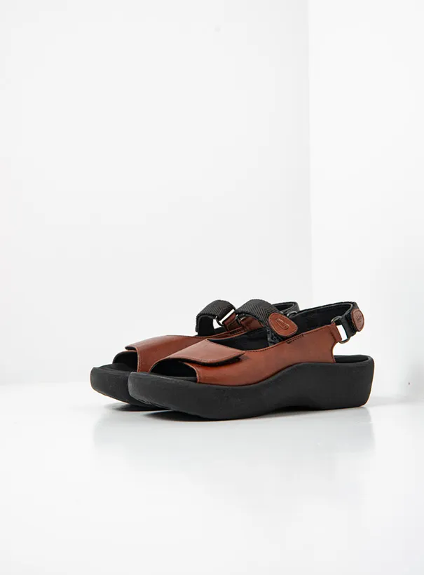 Wolky Jewel - cognac leather Sandals for women