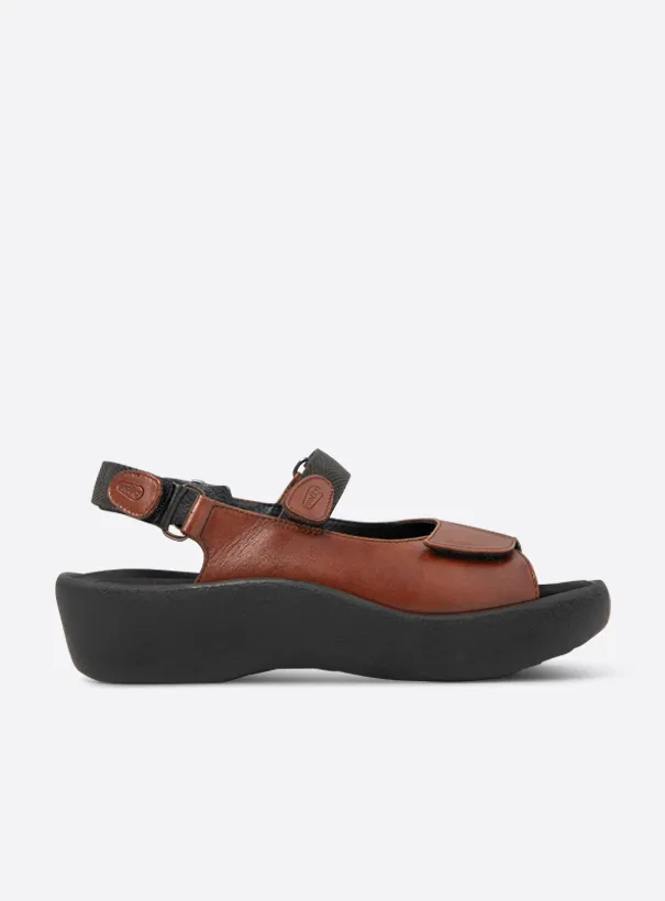 Wolky Jewel - cognac leather Sandals for women