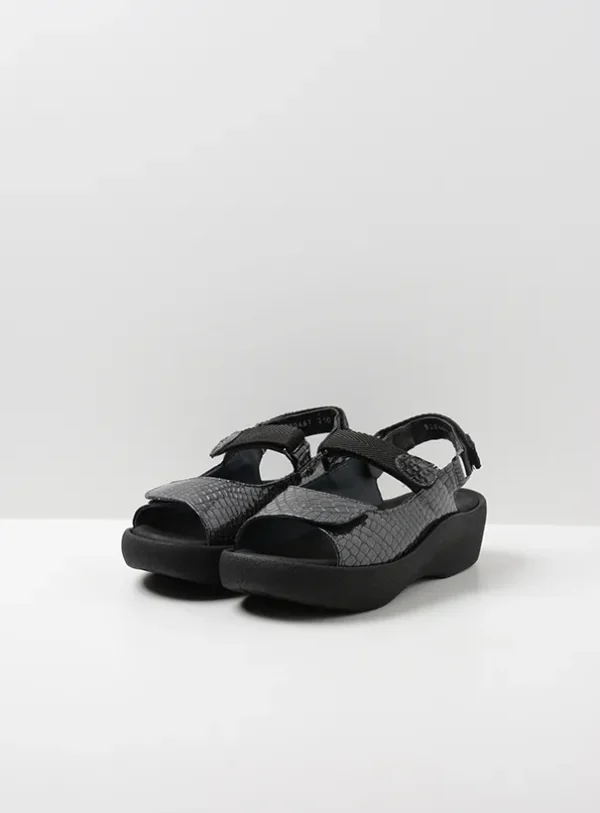 Wolky Jewel - anthracite crocolook patent leather Sandals for women