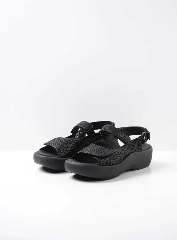 Wolky Jewel - black canals leather Sandals for women