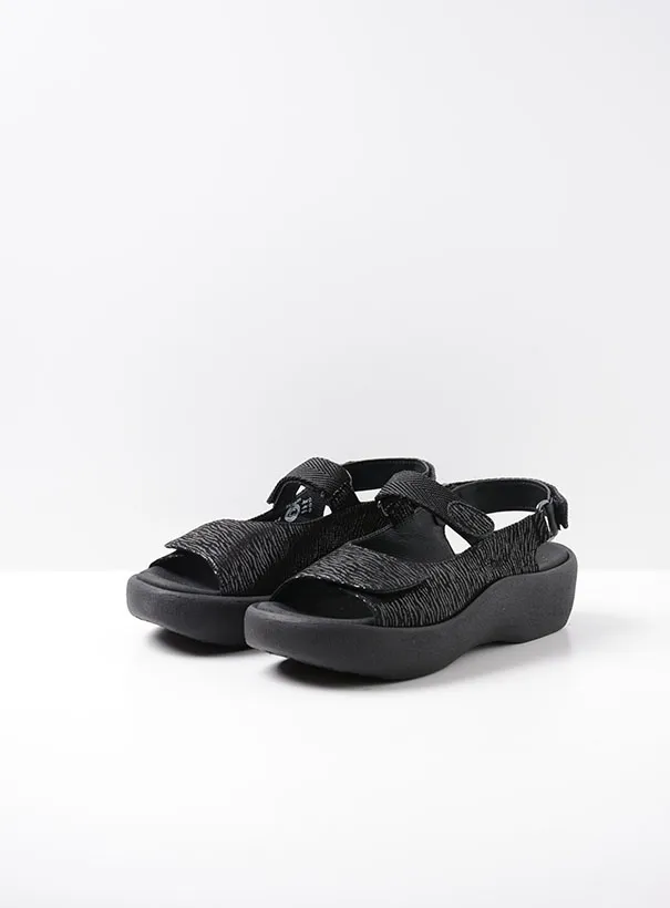 Wolky Jewel - black canals leather Sandals for women