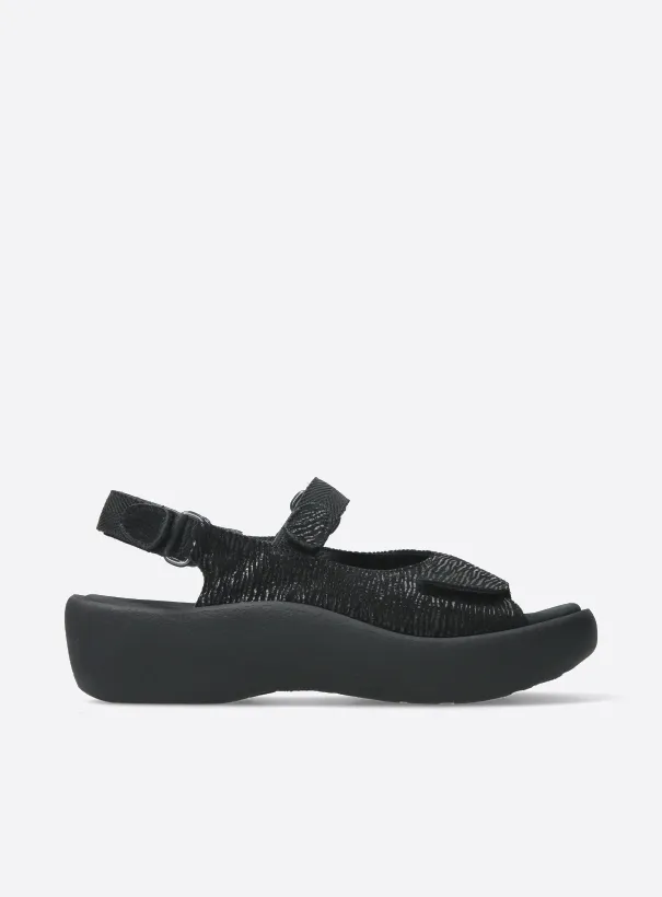 Wolky Jewel - black canals leather Sandals for women