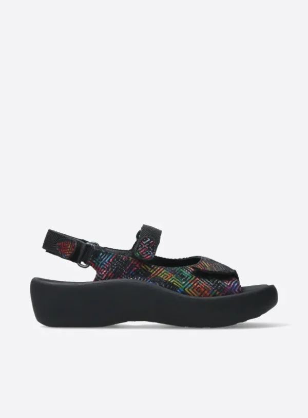 Wolky Jewel - black multi leather Sandals for women