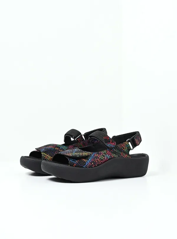 Wolky Jewel - black multi leather Sandals for women
