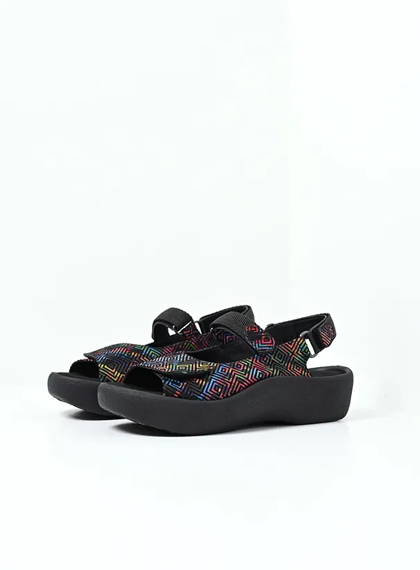 Wolky Jewel - black multi leather Sandals for women
