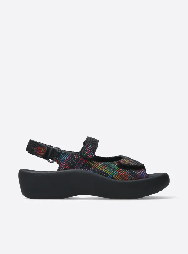 Wolky Jewel - black multi leather Sandals for women