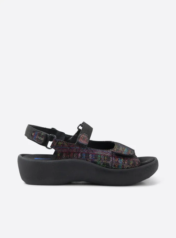 Wolky Jewel - black multi suede Sandals for women