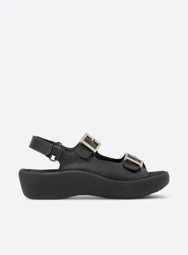 Wolky Fortune - black leather Sandals for women